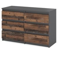 Komoda 6 Szuflad Vintage Hugo Szafka Nowoczesna 100cm Szary Mat Old Style