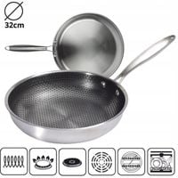PATELNIA STALOWA 32cm Patelnia GASTRONOMICZNA STALOWA PLASTER MIODU HEXAGON