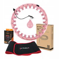 Hula hop HMS HHW01 Różowy + pas wyszczuplający BR163 Czerwony
