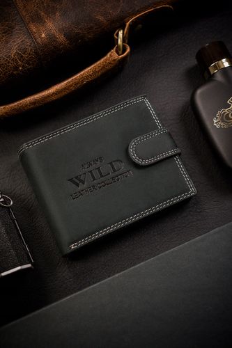 duży portfel męski ze skóry naturalnej zapinany na zatrzask - always wild na Arena.pl