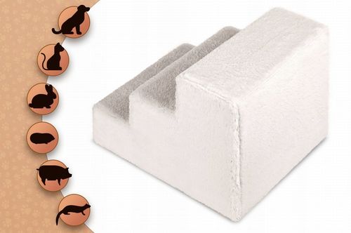 Schodki dla psa 3-stopnie tapicerowane jasnoszare podest dla psa do kanapy na Arena.pl