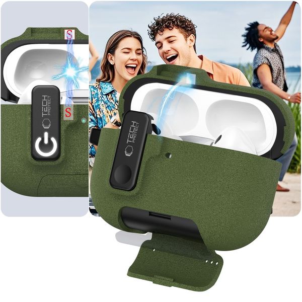 tech-protect slim hook apple airpods pro 3 olive green zdjęcie 9