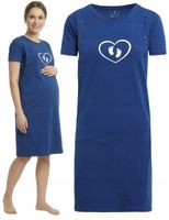 Koszula Nocna Ciążowa do Karmienia Bawełna do Karmienia GRANATOWY MORAJ XL