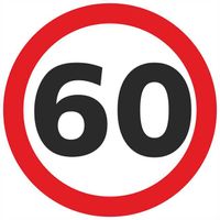 Naklejka OGRANICZENIE PRĘDKOŚCI 60 km/h śr. 18 cm