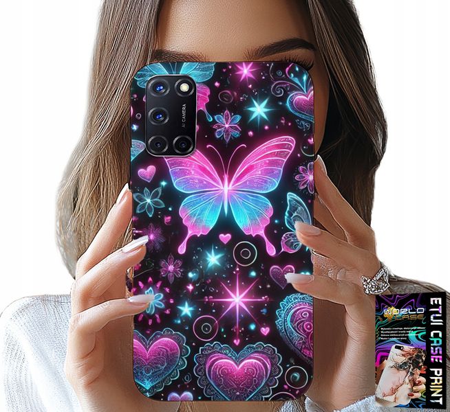 ETUI DO OPPO A52 - KOLOROWY MOTYLEK SERCE MODNE WZORY CASE zdjęcie 1