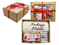 PREZENT NA Dzień Mamy Matki Taty Zestaw Limitowany Ręcznik Kubek Czekolada