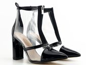 Czarne przeźroczyste botki na słupku 40