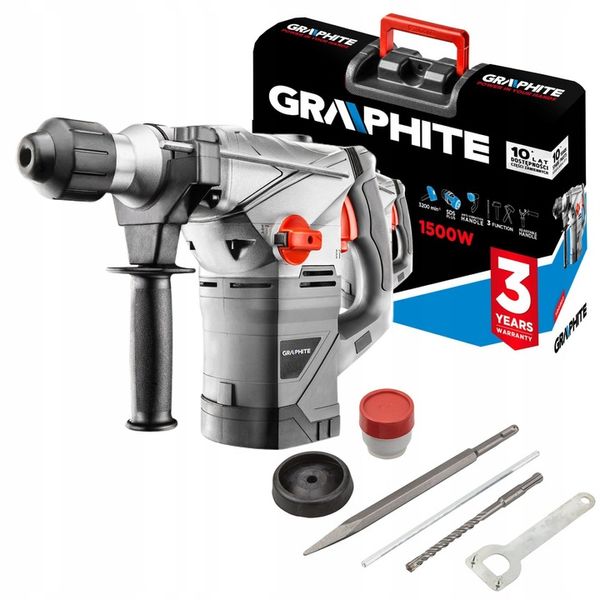 GRAPHITE MŁOT UDAROWY SDS+ 1500W 58G862 4,5J WALIZKA OSPRZĘT DŁUTO WIERTŁO zdjęcie 1