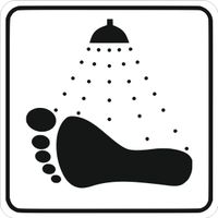 Tabliczka informacyjna Grawer piktogram Opłucz stopy przed wejściem