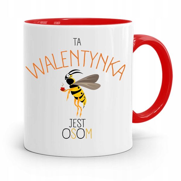 Kubek Czerwony Na Walentynki Ta Walentynka Osom Z Nadrukiem Ze Zdjęciem zdjęcie 1