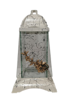 Znicz kapliczka w kolorze ecru z złotą różą  30 cm