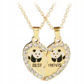 Naszyjnik BEST FRIEND Serce Panda PRZYJAŹŃ komplet