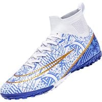 Buty piłkarskie turfy męskie korki ze skarpetą biało-niebieskie r. 44