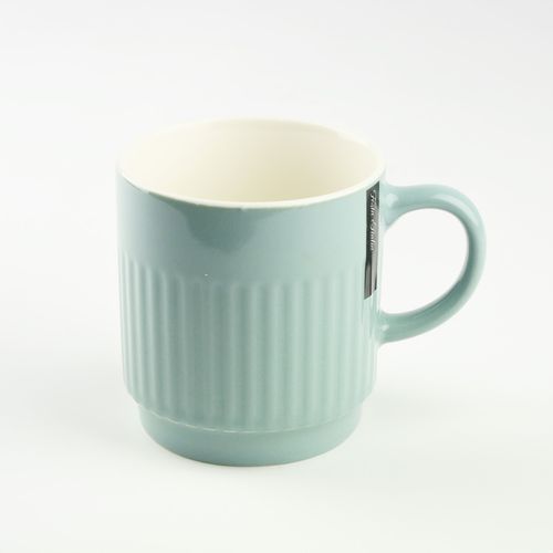 CERAMICZNY KUBEK NA KAWĘ HERBATĘ BŁĘKITNY ZDOBIONY 440 ML NA PREZENT na Arena.pl