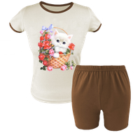 Krótka Piżama dziecięca Kotek