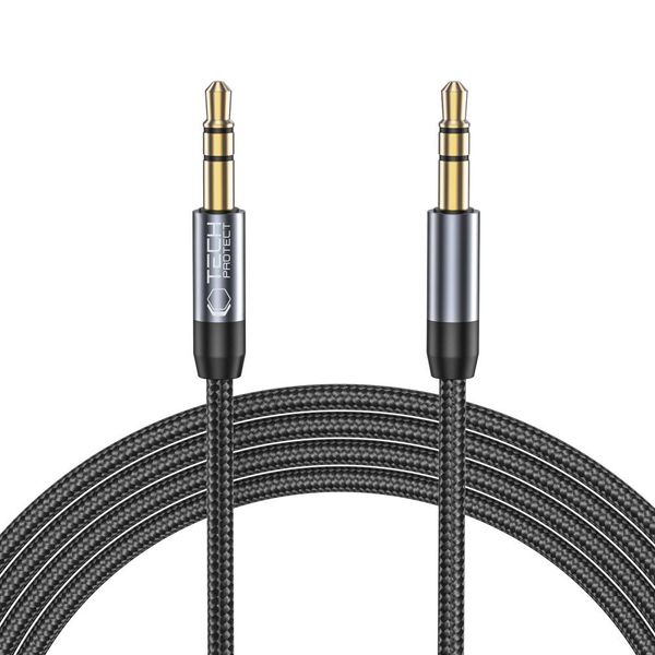 Kabel AUX Tech-Protect UltraBoost 150cm Wytrzymały Nylon DO Słuchawek Czarn zdjęcie 1