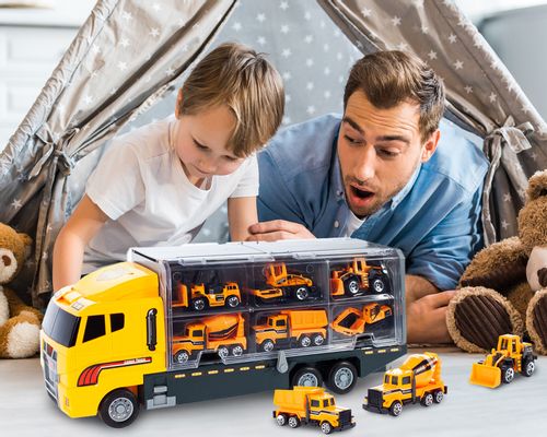 Ciężarówka Z Samochodami Pojazdami Auta 7 El. na Arena.pl