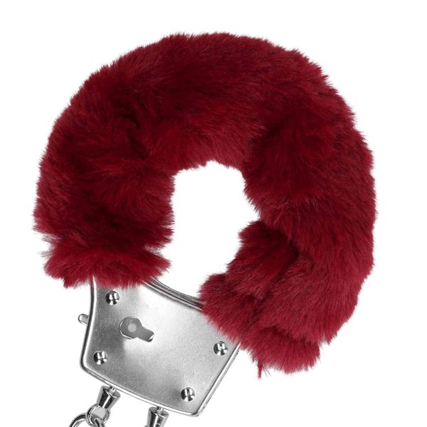 Furry Metal Hand Cuffs - Red zdjęcie 6