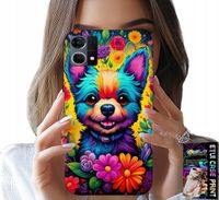 ETUI DO OPPO RENO7 4G - KWIACISTE WZORY PIESEK PIES JORK PLECKI