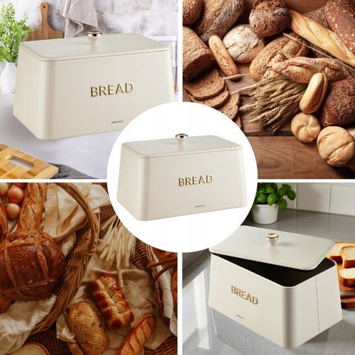 Chlebak KING Hoff KH-1950 kremowy metalowy elegancki design Pieczywo na Arena.pl