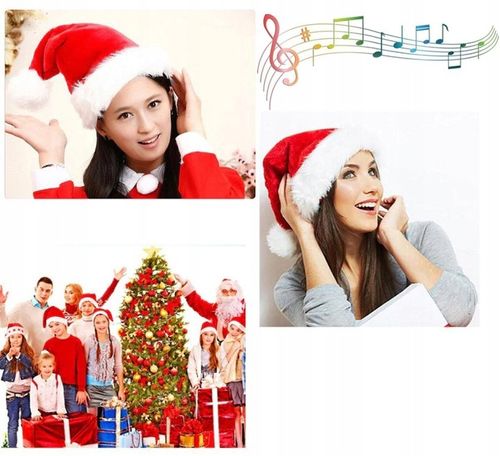 INTERAKTYWNA CZAPKA MIKOŁAJA TAŃCZĄCA GRAJĄCA ZABAWNA DEKORACJA ŚWIĄTECZNA na Arena.pl