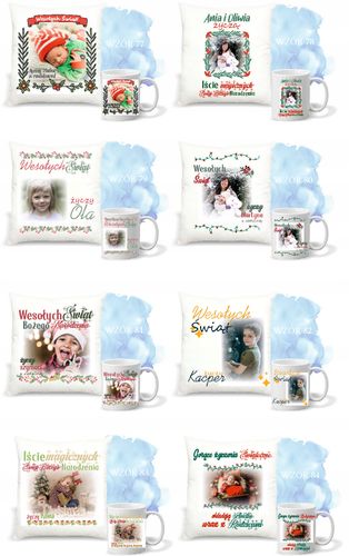 Zestaw PODUSZKA i KUBEK mikołajkowy świąteczny PREZENT twój tekst imię na Arena.pl