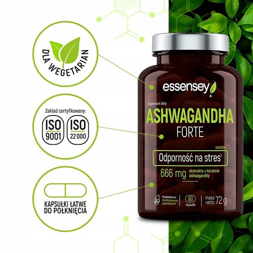 ASHWAGANDHA FORTE 666mg Mocny Ekstrakt Stres Sen Relaks Ashwaganda Korzeń na Arena.pl