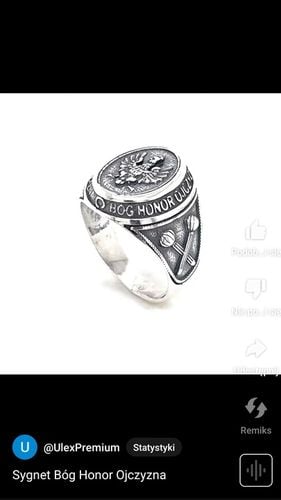 Sygnet Patriotyczny srebro pr. 925 BÓG HONOR OJCZYZNA Buławy | r. 18 na Arena.pl
