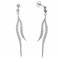 SREBRNE RODOWANE KOLCZYKI FALE NA SZTYFT PRÓBA SREBRA 925