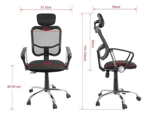 Krzesło biurowe z regulowanym zagłówkiem, czarne na Arena.pl