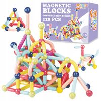 KLOCKI MAGNETYCZNE Konstrukcyjne STICKS PATYCZKI EDUKACYJNE 3D Zestaw 120el