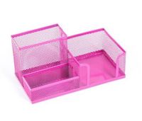 PRZYBORNIK NA BIURKO SIATKA 205X103X98MM RÓŻOWY