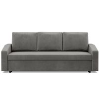 Kanapa rozkładana, BLOM, velvet, 220x92x92 cm, jasny szary | TYLETEGOTU