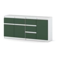 Komoda Duża Nowoczesna 160cm Szafka 5 Szuflad Salon Biała Butelkowa Zieleń