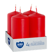 Świece pieńkowe walce BISPOL Aura sw40/80-030 (czerwone) ~9h 4szt.