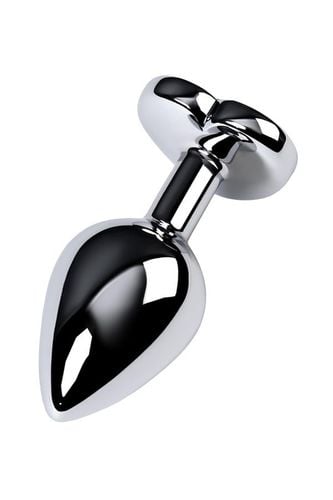 silver anal plug toyfa metal with black heart shaped gem, length 7 cm na Arena.pl