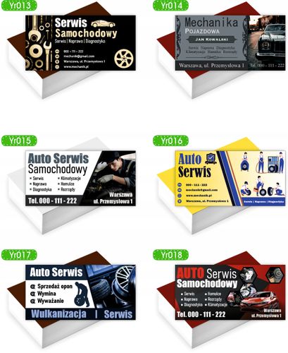 Wizytówki firmowe reklamowe 100szt dużo wzorów MECHANIK twoja nazwa tekst na Arena.pl