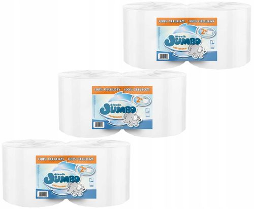 czyściwo papierowe 2r słonik jumbo professional białe 650 list 2w - 6 rolek na Arena.pl