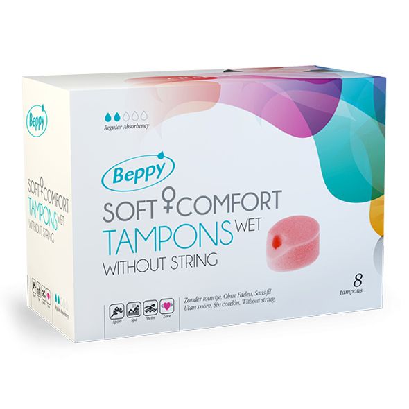BEPPY Soft+Comfort WET Tampony nawilżane GĄBKA bez sznurka 8 szt. zdjęcie 2