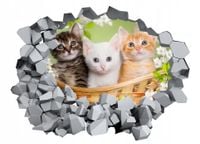 Naklejka samoprzylepna efekt 3D dziura koty kotki