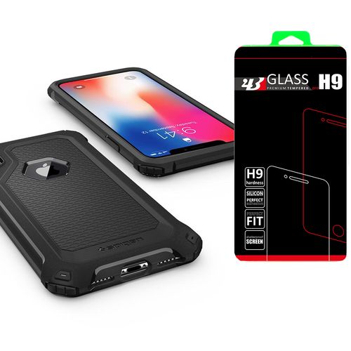 SPIGEN RUGGED ARMOR EXTRA Apple iPhone X - BLACK +szkło na Arena.pl
