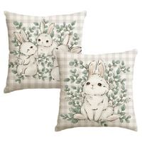 Zestaw 2 Poszewki na Poduszki Wielkanocne Zające 45x45 cm Poliester