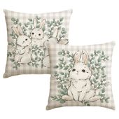 Zestaw 2 Poszewki na Poduszki Wielkanocne Zające 45x45 cm Poliester