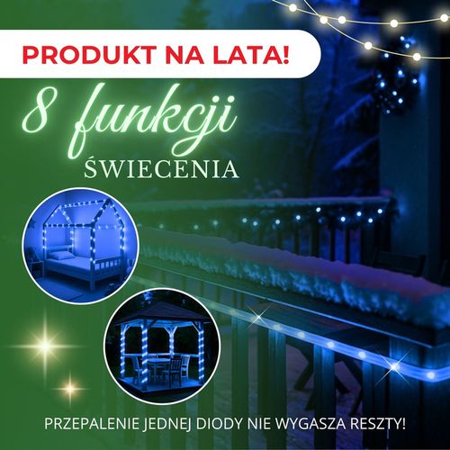 Wąż świetlny 240 Led niebieski 10m z programatorem IP44 na Arena.pl