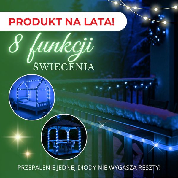 Wąż świetlny 240 Led niebieski 10m z programatorem IP44 zdjęcie 3