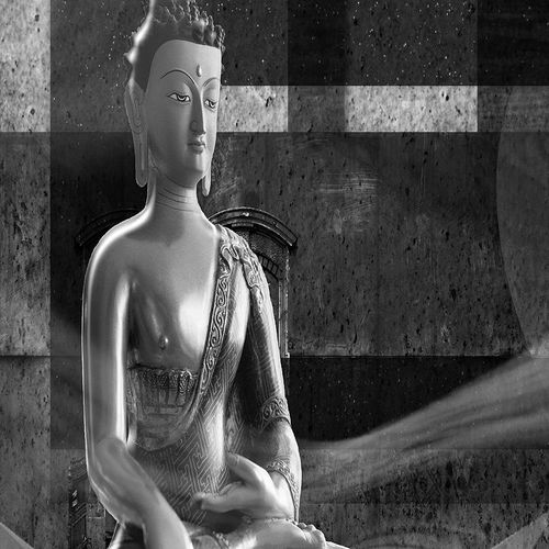 Obraz na płótnie - Canvas, Budda na geometrycznym tle 90x60 na Arena.pl