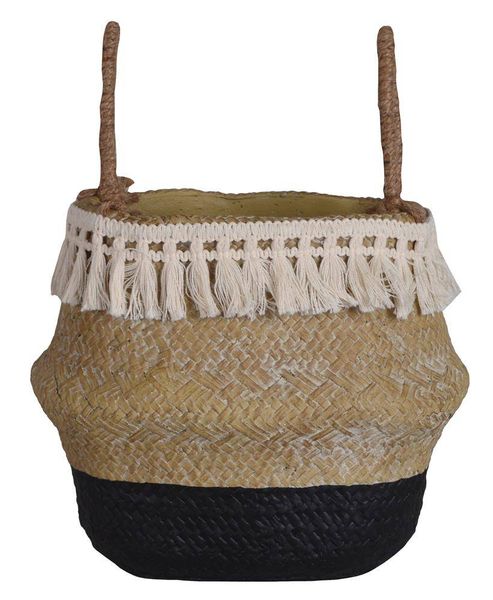 Doniczka ceramiczna boho beżowo-czarna mała zdjęcie 1