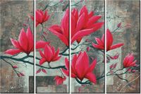 120CM 80 OBRAZ 4 ELEM FUKSJOWA MAGNOLIA ŚCIENNY