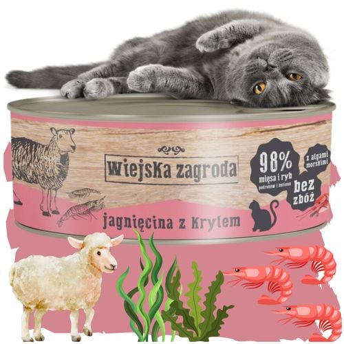 karma mokra dla kota jagnięcina z krylem 85g wiejska zagroda bez zbóż na Arena.pl