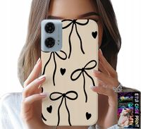 ETUI DO MOTOROLA G24 / G04 - BEŻOWE KOKARDKI WSTĄŻKA MODNE WZORY